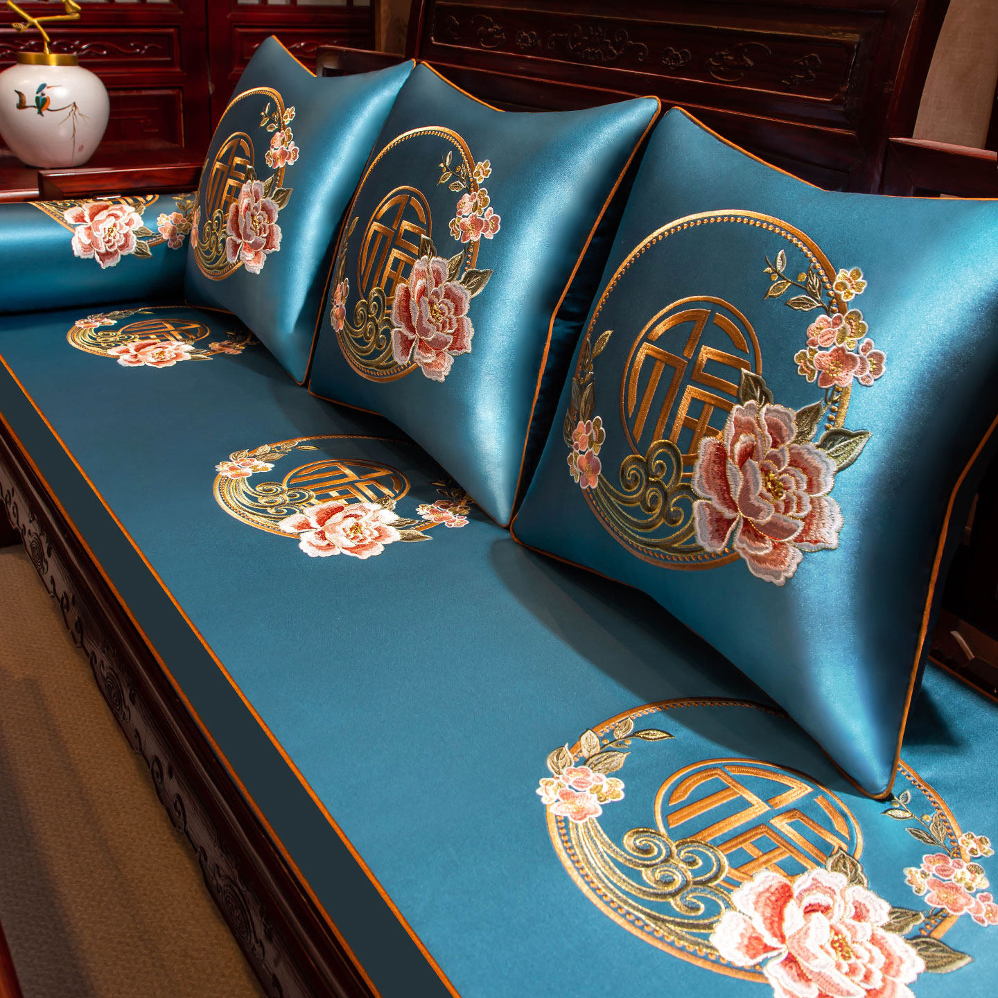 红木沙发坐垫实木沙发垫带靠背防滑高档罗汉床新中式垫子套罩定做,淘宝优惠券,粉丝福利购,淘宝优惠卷