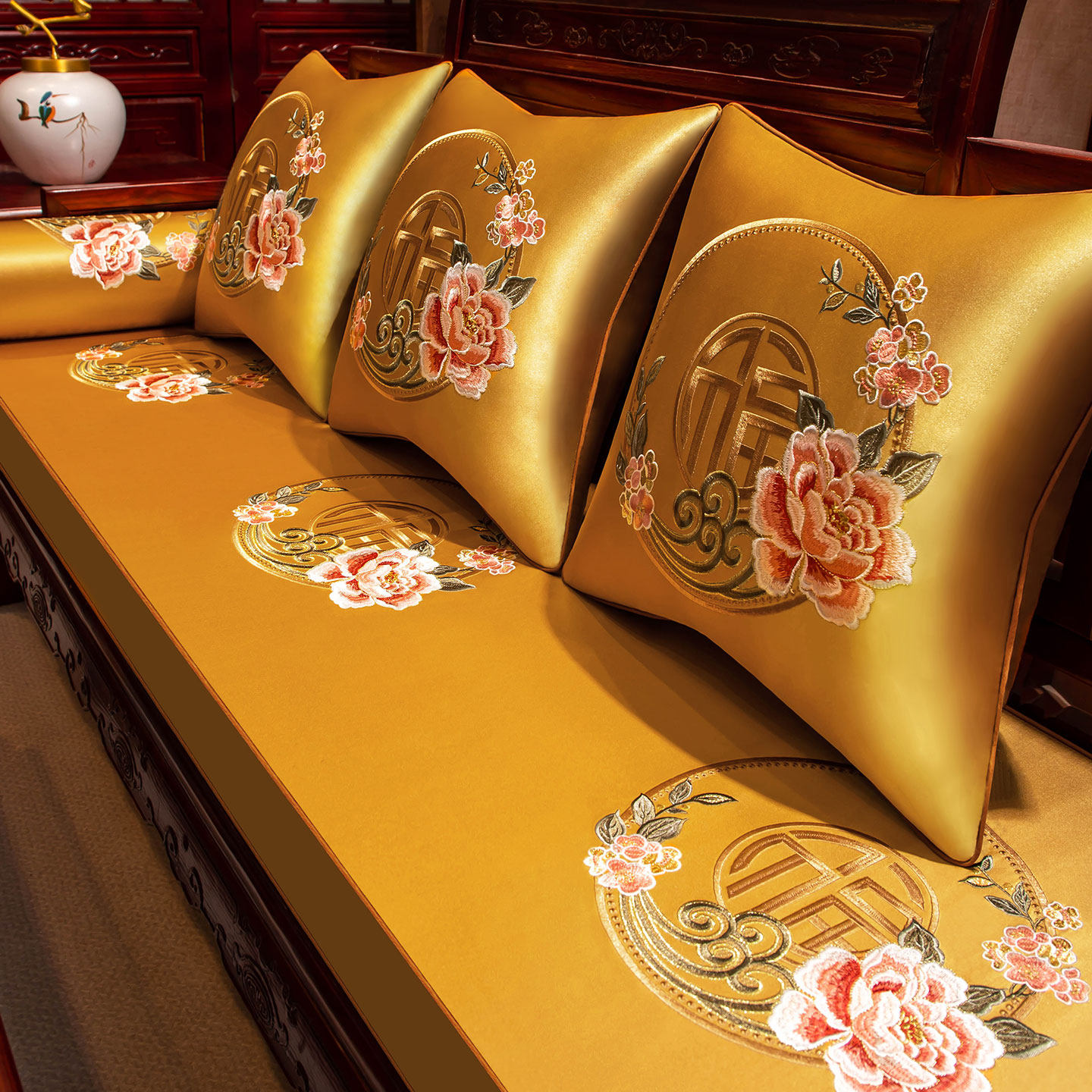 红木沙发坐垫实木沙发垫带靠背防滑高档罗汉床新中式垫子套罩定做,淘宝优惠券,粉丝福利购,淘宝优惠卷