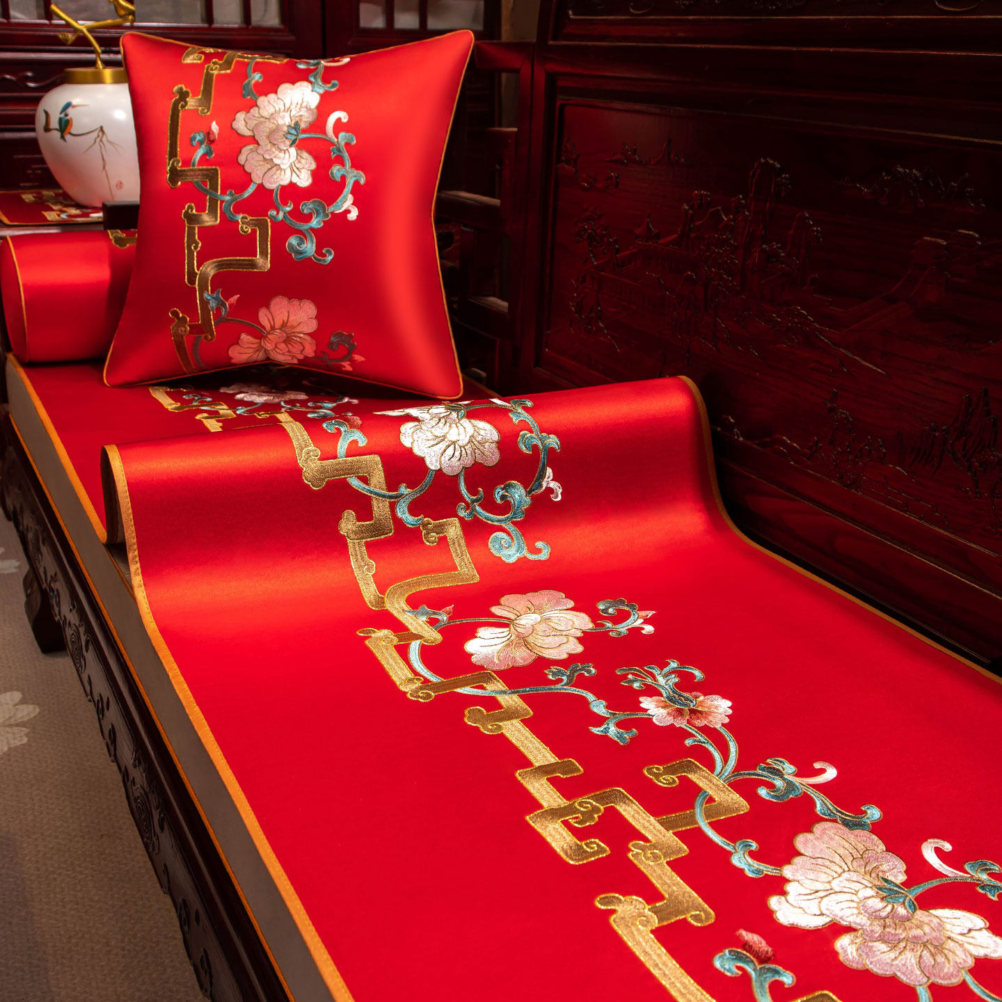 中式罗汉床垫子防滑盖布红木沙发坐垫套罩高档实木沙发垫盖巾定制,淘宝优惠券,粉丝福利购,淘宝优惠卷