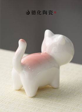 德化陶瓷小猫咪桌面摆件可爱