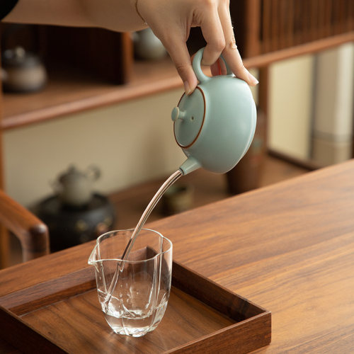 德化陶瓷高端天青汝窑茶壶泡茶家用 单壶 套装泡茶茶具中式大容量 - 图0