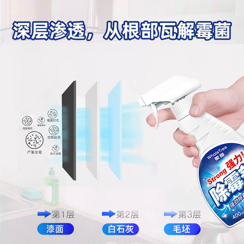 鲸树除霉剂墙面墙体去霉斑除墙壁霉菌发霉防霉家用清洁剂两瓶装 - 图1