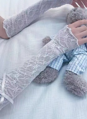 蝴蝶结蕾丝袖套JK女孩小腿套长筒洛丽塔蕾丝蝴蝶结防晒袖套