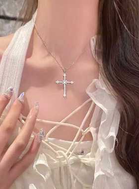 星芒十字架冷淡风闪耀锁骨链锆石