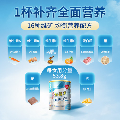 雅培ensure港版低糖加营素麦香味成人中老年金装营养粉香草味850g - 图0