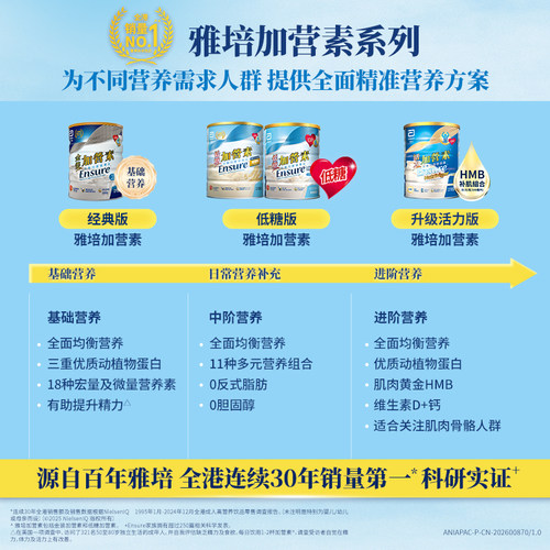 【部分临期】雅培港版低糖加营素进口成人中老年奶粉850g官方正品 - 图3
