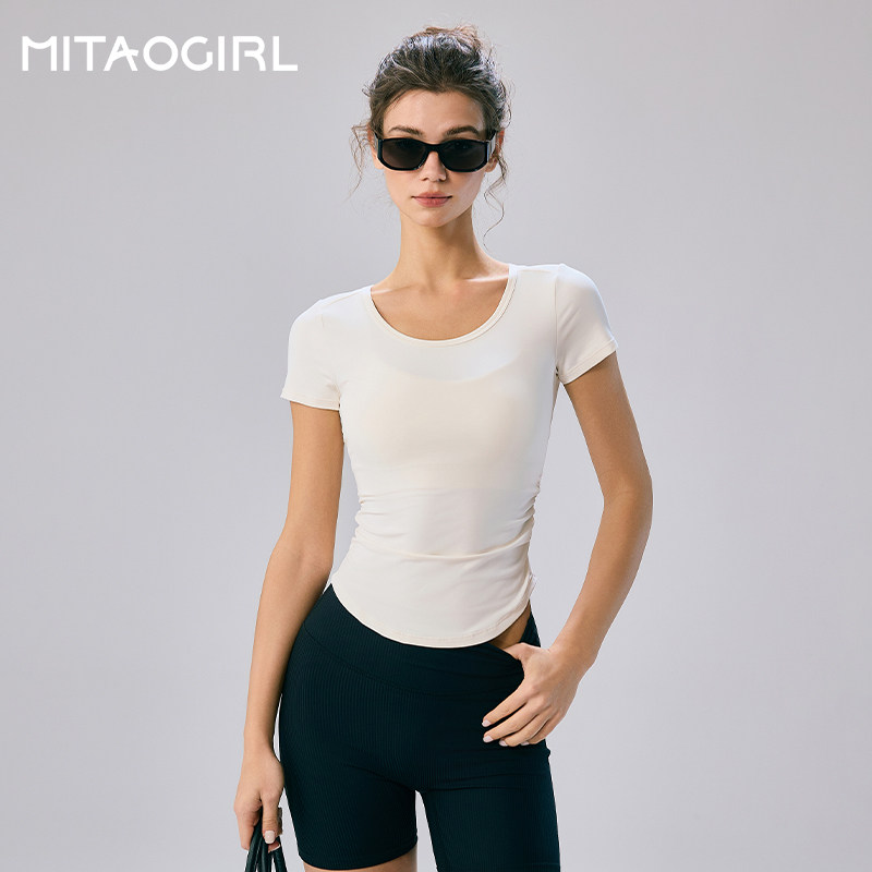 mitaogirl肯豆短袖T恤女透气速干衣夏季新款显瘦跑步瑜伽健身服薄,淘宝优惠券,粉丝福利购,淘宝优惠卷
