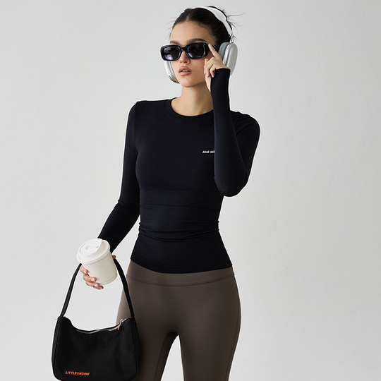 MITAOGIRL 运动上衣女瑜伽服徒步长袖速干衣透气普拉提训练健身服