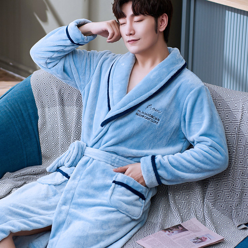 浴袍男珊瑚绒秋冬季晨袍大码加厚睡衣2025年新款睡袍男士法兰绒,淘宝优惠券,粉丝福利购,淘宝优惠卷