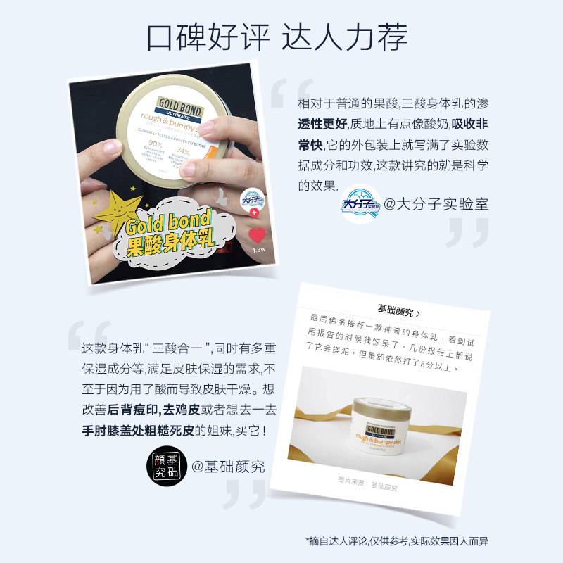 goldbond10%刷果酸焕亮女身体乳 GoldBond海外身体乳/霜
