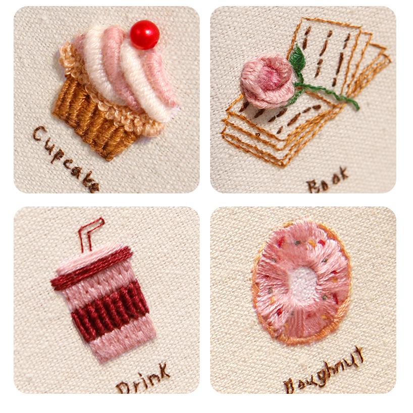 小红书同款蛋糕刺绣手工diy材料包立体茶咖相框棉麻装饰画礼物 - 图3