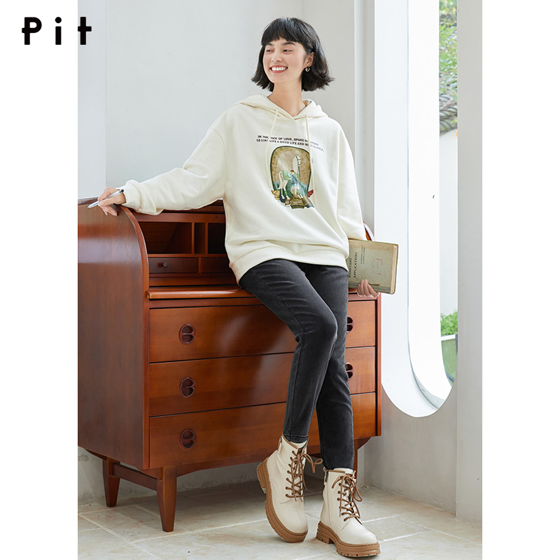 PIT复古黑色高腰显瘦牛仔裤女冬装新款小个子美式弹力小脚裤 - 图1