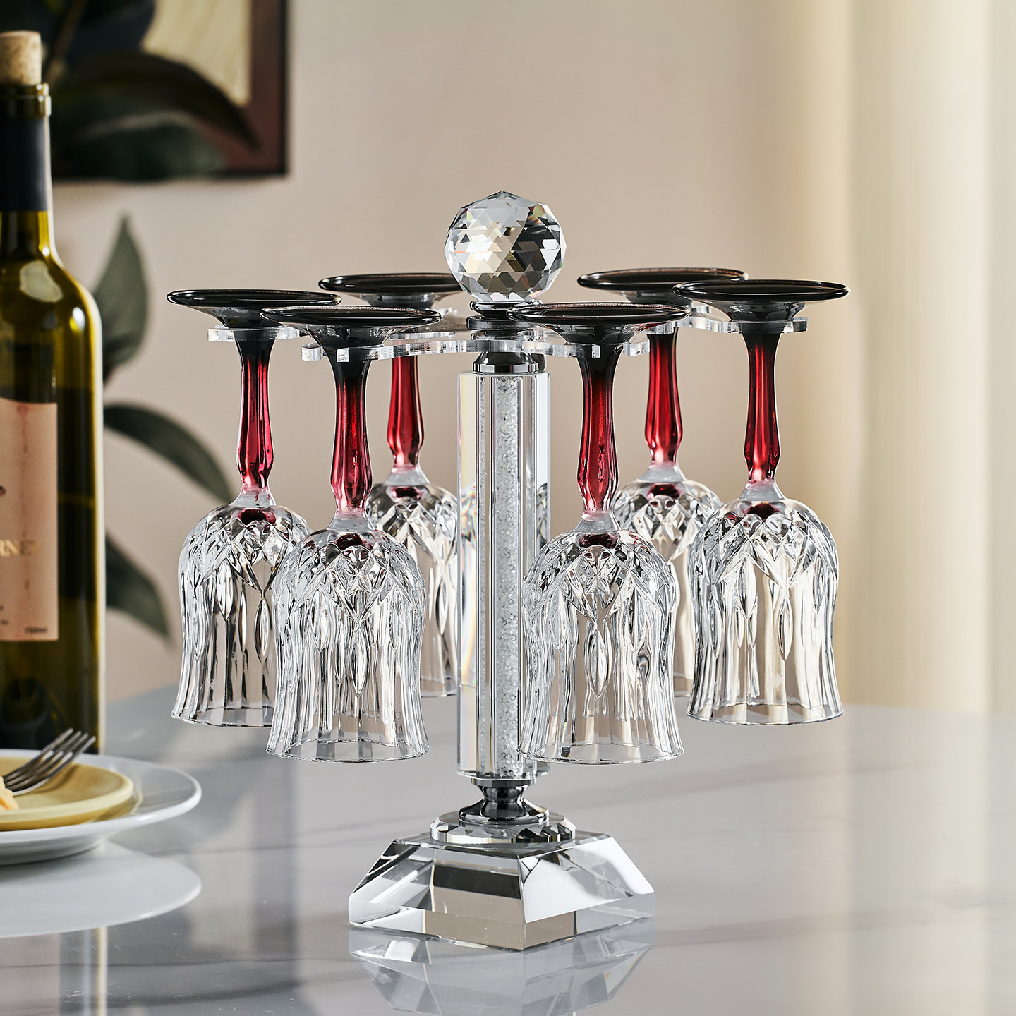 高档轻奢水晶红酒杯醒酒器家用套装欧式新款创意高脚杯子葡萄酒杯,淘宝优惠券,粉丝福利购,淘宝优惠卷