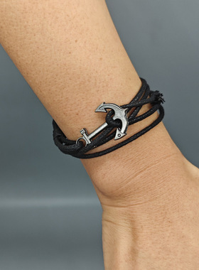 欧美流行蜡绳船锚手链