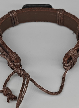 光板素圈黑棕色学生手环可调节皮革手链厂家货源简约素色编织