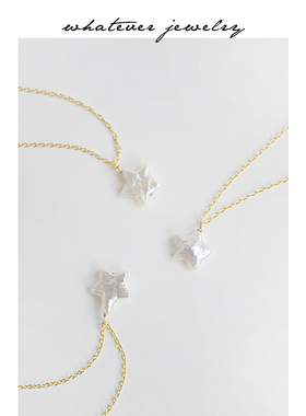 whatever天然珍珠项链女925纯银