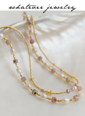whatever紫石淡水珍珠原创项链