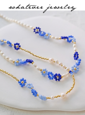 whatever淡水珍珠花花女项链小众