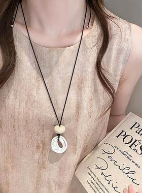 不规则哑光缕空抽拉项链女小众设计独特颈链高级感轻奢简约锁骨链