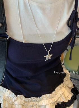 抽拉式长款项链女款2025新款百搭小众颈链星星卫衣链锁骨链毛衣链