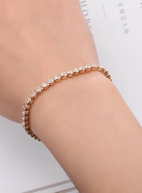 手链女甜美水晶学生手链日韩版闺蜜镀银手饰品简约百搭钻石手镯女