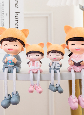 一家四口娃娃客厅儿童房装饰摆件