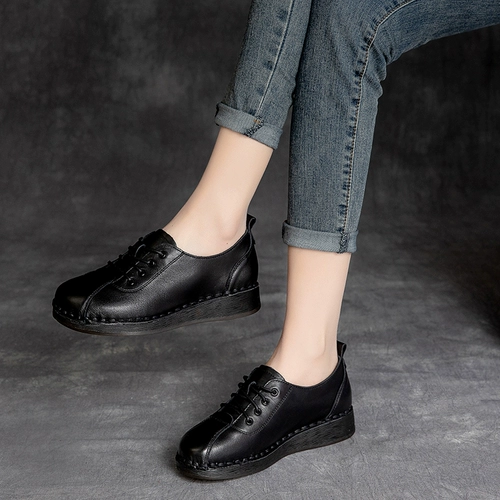 Обувь на платформе, туфли для матери в английском стиле для кожаной обуви, из натуральной кожи, мягкая подошва, в британском стиле