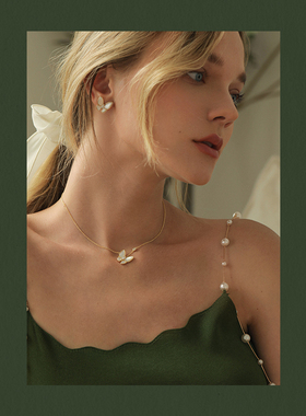 925纯银蝴蝶项链新款女INS冷淡风