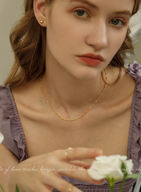 S925纯银项链女气质金色INS小