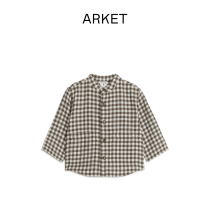 ARKET newborn pure cotton flannel velvet long sleeve neckline signet shirt 2023 autumn winter new 1117223003