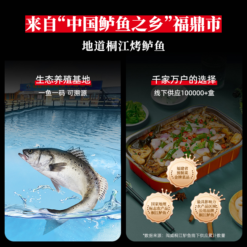 闽威烤鱼加热即食鲈鱼海鲈鱼新鲜冷冻青花椒烤鱼半成品预制菜礼盒 - 图0