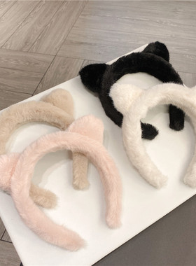 毛绒猫耳朵洗漱洗脸专用发箍女可爱宽边发窟头箍发捆发卡发带头饰