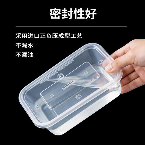 富强餐盒长方形一次性塑料外卖打包加厚带盖透明快餐水果饭盒批发 - 图0