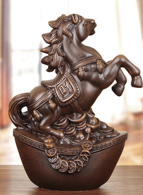 实木招财马摆件生日礼品马到成功