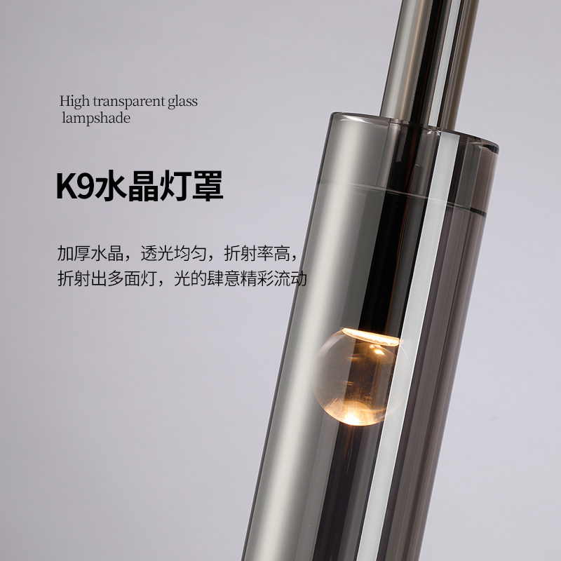 全铜水晶床头小吊灯北欧轻奢创意餐厅吧台吊线灯极简书房卧室吊灯_虎窝淘