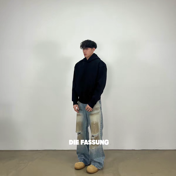 DieFassung秋冬Cleanfit复合卫衣纯色短款宽松简约百搭连帽上衣 - 图2