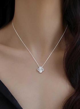 韩国「首尔高奢」Lezi999纯银四叶草项炼轻奢锁骨炼2025新爆款