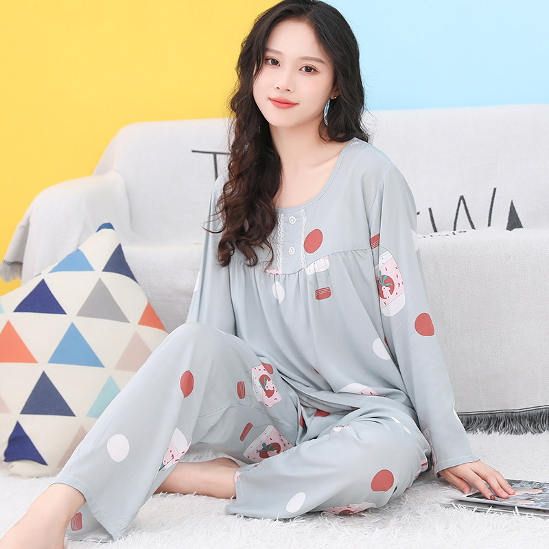 夏季亲子装大人棉绸睡衣套装薄款长袖女士居家空调服可外穿家居服