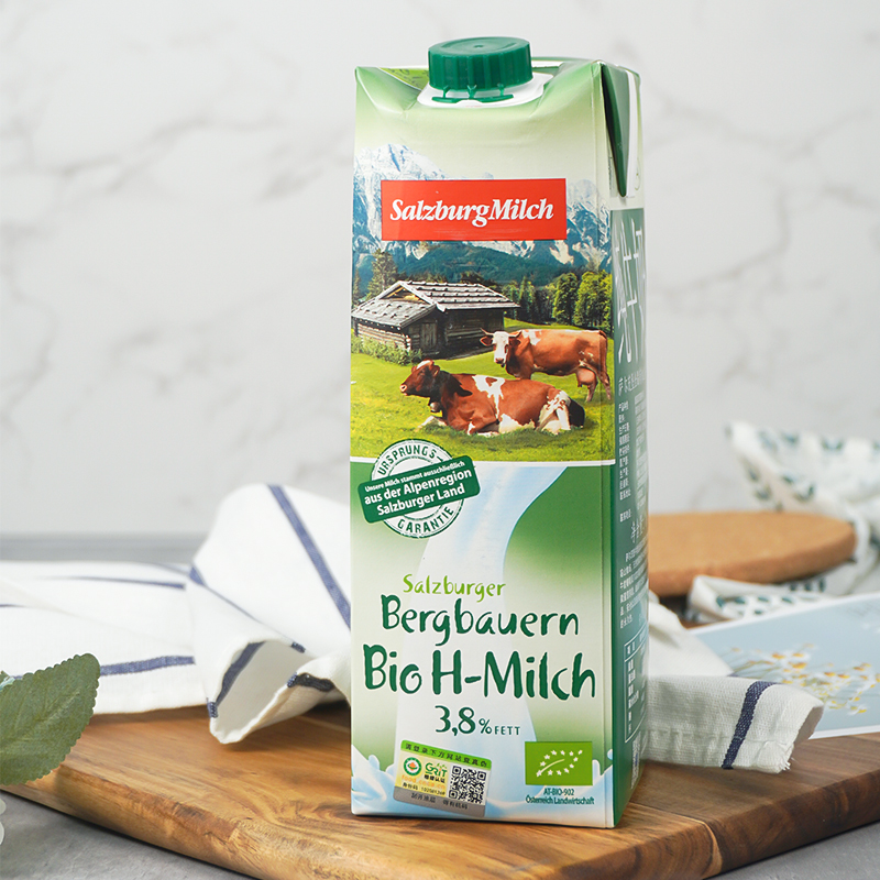 奥地利进口，SalzburgMilch 萨尔茨堡 有机全脂纯牛奶 1L*6盒