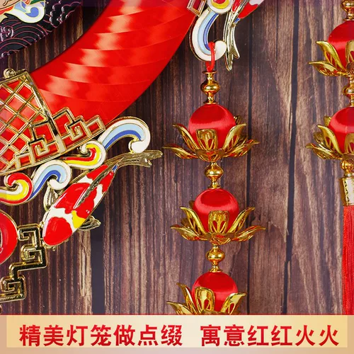 Новый стиль Cloisonné Peach Wood Carging Koi China Fu персонажи домашние персонажи вход в гостиную большой размер