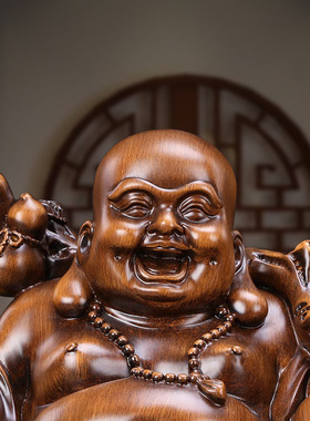 笑纳八方财弥勒佛像摆件大号现代中式家居饰品开业搬家礼物