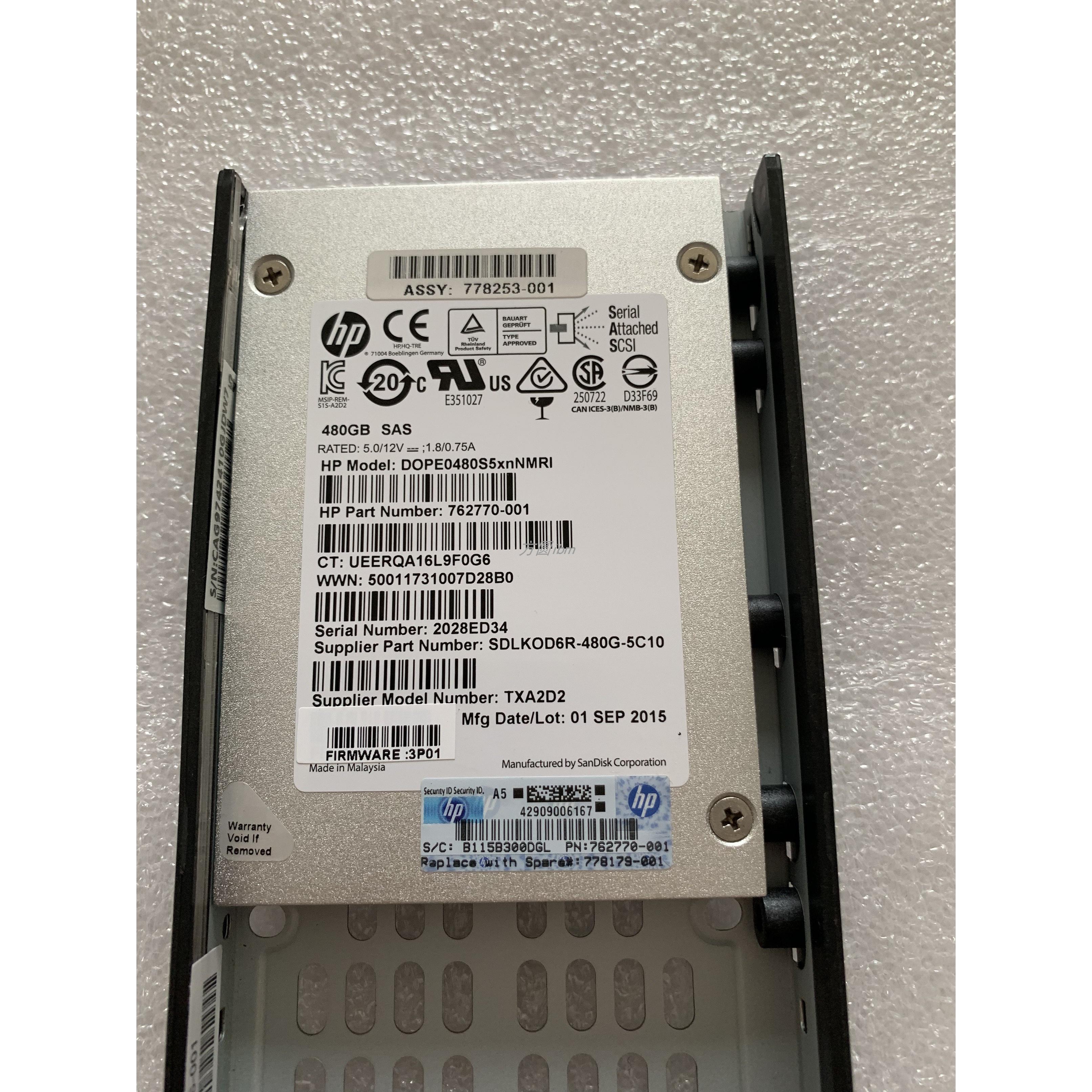 HP 3PAR硬盘 SSD 480GB SAS硬盘 E7Y55A 778179-001 762770-001 - 图0