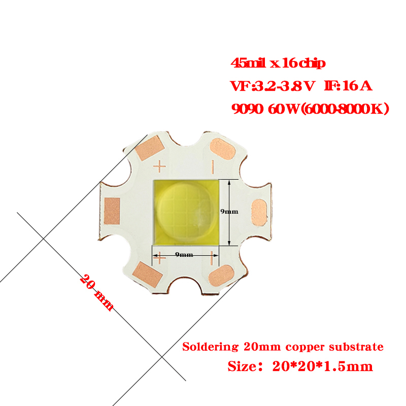 DC 3V 6V XHP90灯珠大功率LED36- 60w陶瓷灯珠手电筒工矿灯潜水灯 - 图2