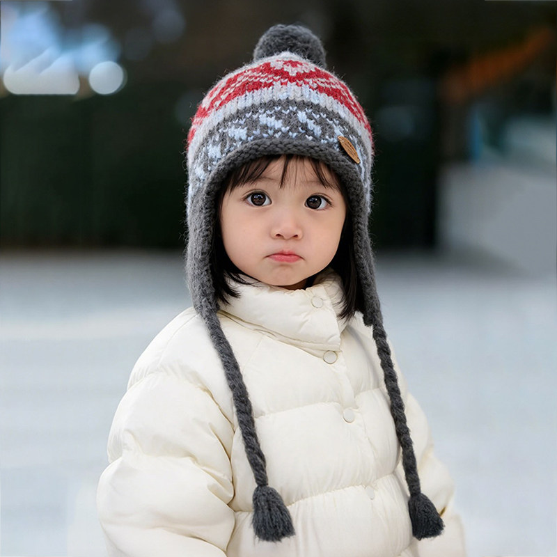费尔岛风儿童帽子冬季女童毛线帽宝宝针织帽男童护耳防风保暖秋冬,淘宝优惠券,粉丝福利购,淘宝优惠卷
