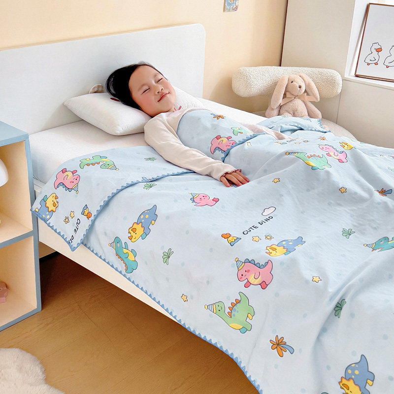 婴儿纯棉纱布盖毯宝宝午睡盖被幼儿园小毯子全棉薄被吸湿透气浴巾