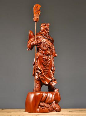 花梨木雕关公摆件实木武财神佛像家居客厅装饰工艺品店铺开业送礼