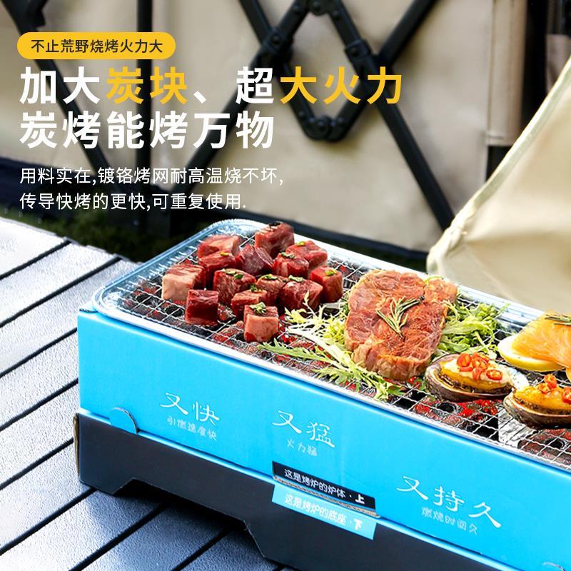 户外野营一次性烧烤炉便携烧烤架家用碳烤炉木炭露营小型烤肉炉子 - 图1