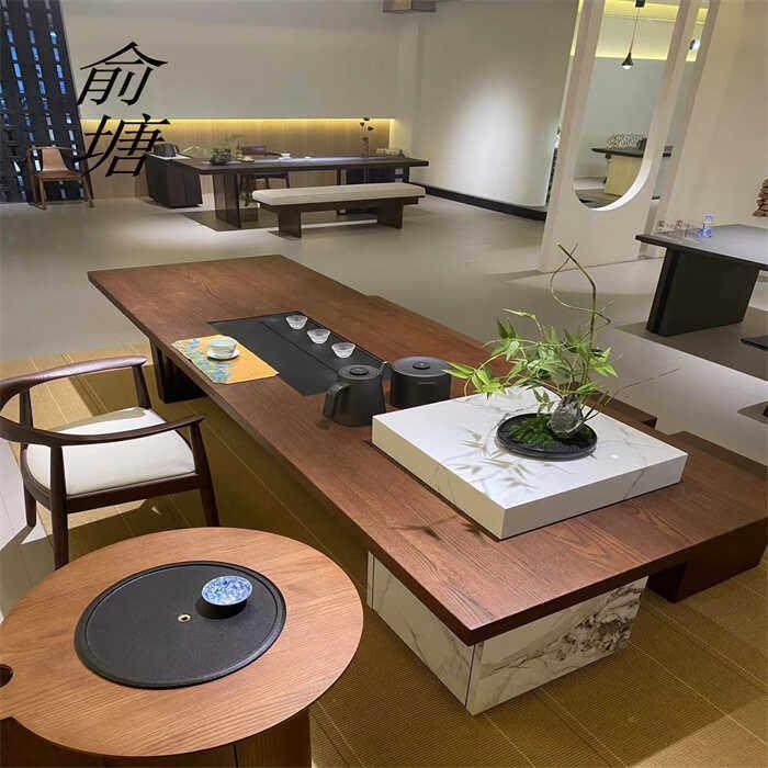俞塘新中式岩板茶台办公茶室高端定制现代轻奢实木茶桌椅组合,淘宝优惠券,粉丝福利购,淘宝优惠卷