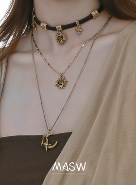 MASW麻秀高级感复古气质叠戴项链