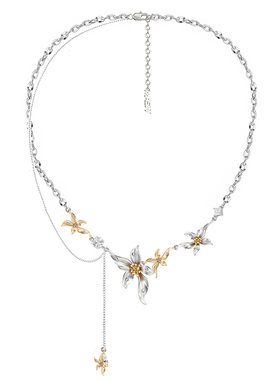 MASW麻秀手工雾霾蓝鸢尾花项链